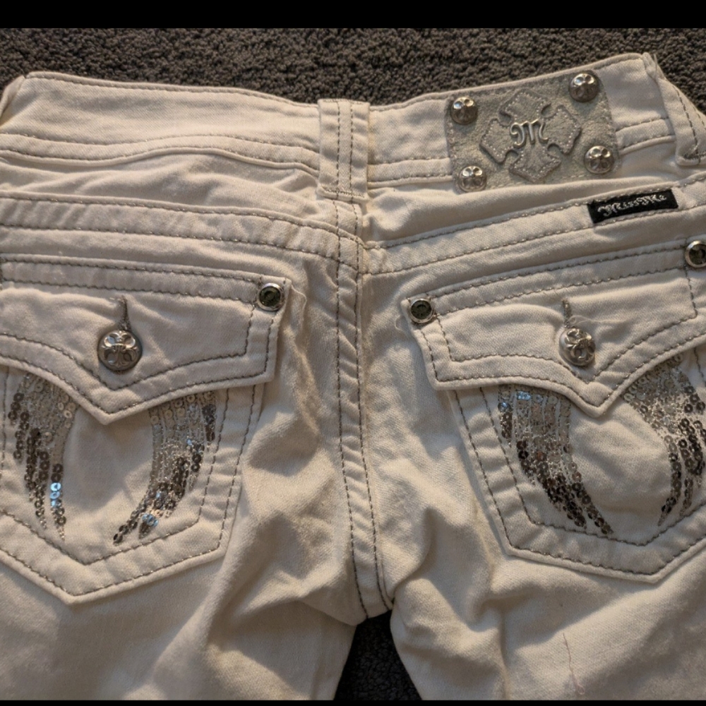 White Jeans with Silver Sequin Detail